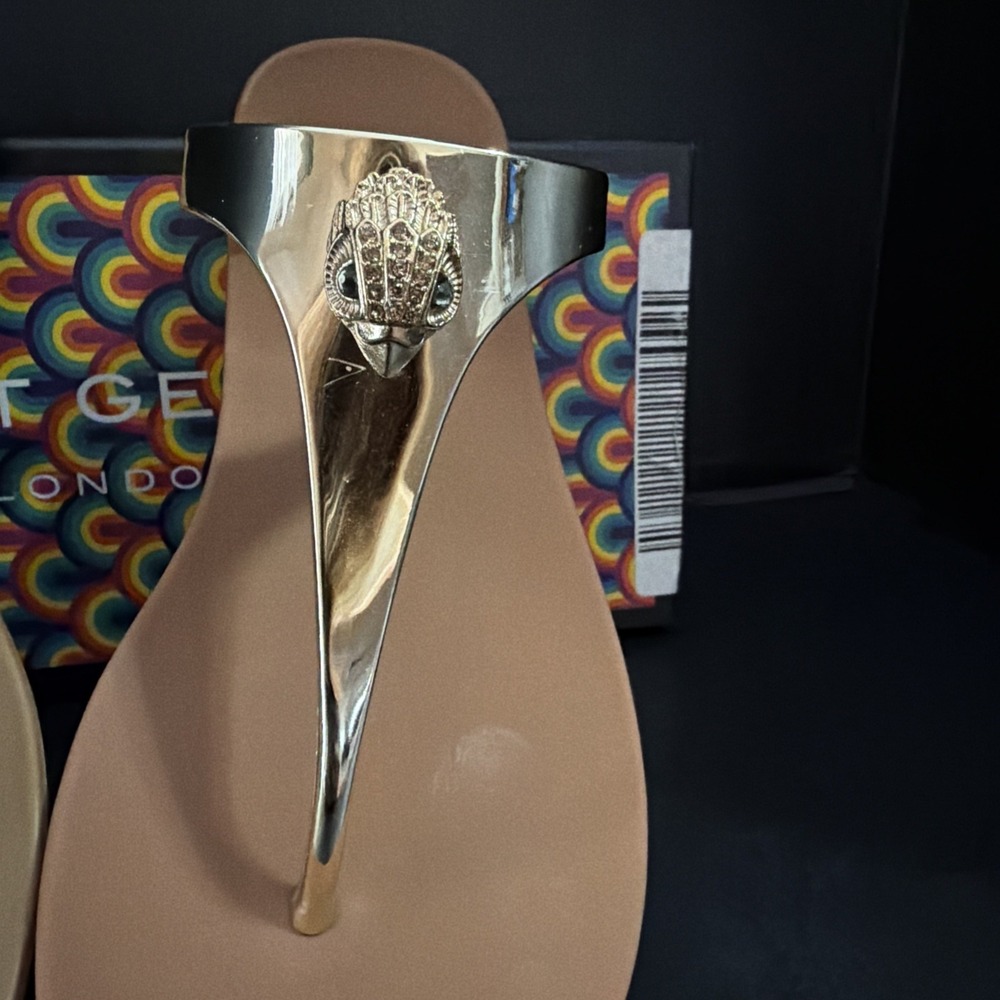 Kurt Geiger London Maddison T-Bar Gold/Bronze Summer Sandals Sz US 6, EU 36 NIB - Picture 9 of 11